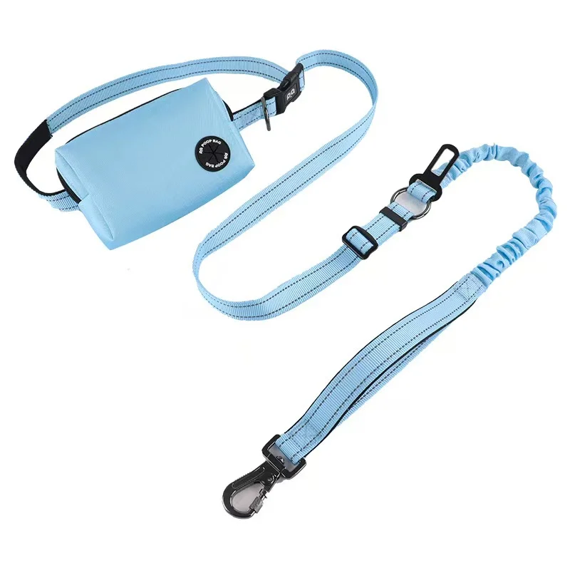 Hands-free dog running leash with adjustable waistband and storage pouch, ideal for private label suppliers.