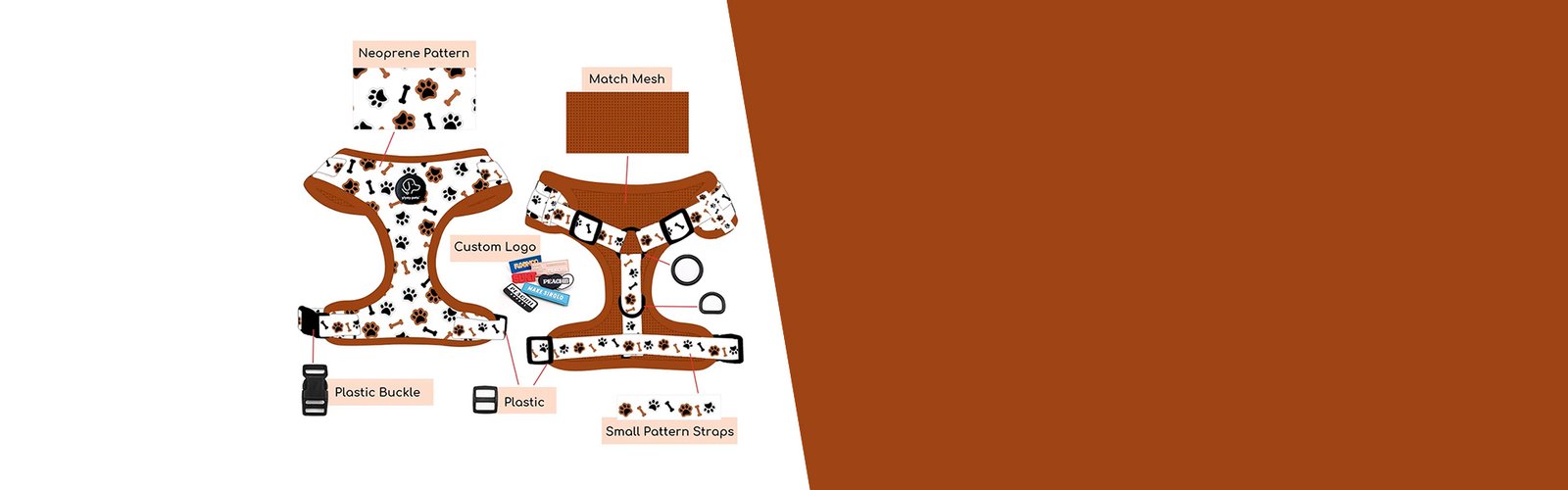 Custom dog harness design options by Yiyay Pets