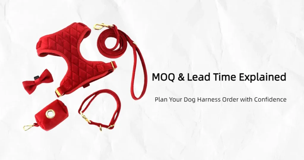 YiyayPets custom dog harness design and production process showing product set and MOQ explanation
