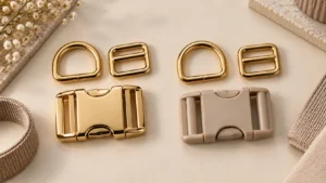 Metal vs plastic dog harness buckles with metal D-rings and adjusters
